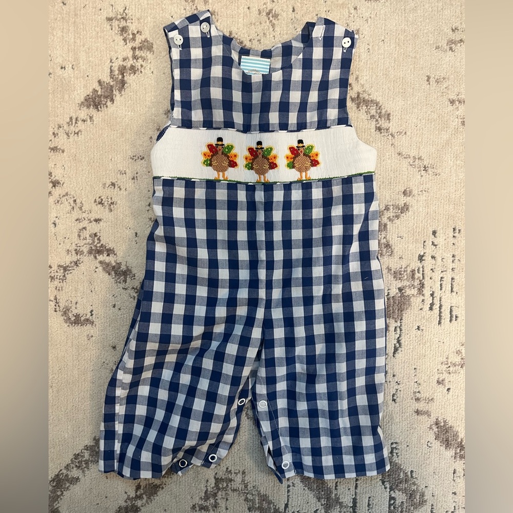 Southern Sunshine Thanksgiving Turkey smocked romper